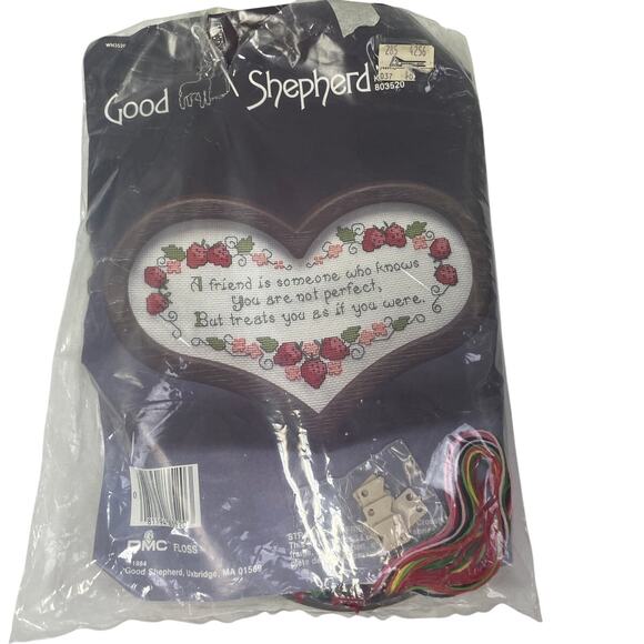 Vintage 1984 Good Shepherd Strawberry Friend DMC Floss Counted Cross Stitch Kit - Picture 1 of 4